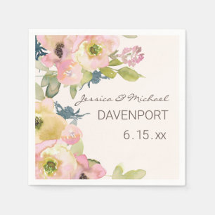 Serviette En Papier Mariage vert couleur rose pâle