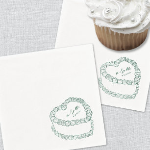 Serviette En Papier Mariage vert émeraude de gâteau Vintage tiré à la 