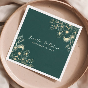 Serviette En Papier Mariage Vert Émeraude Vintage