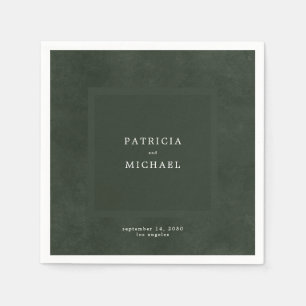 Serviette En Papier Mariage vert foncé simple moderne élégant