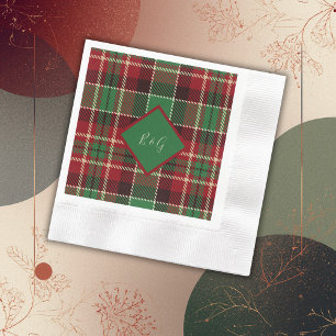 Serviette En Papier mariage vert rouge noir tartan celtique écossais