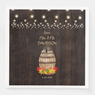Serviette En Papier Mariage Vignoble en barrique automne Folithe