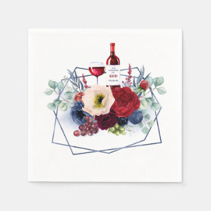 Serviette En Papier Mariage Vin Rouge Bourgogne et Fleurs Navales