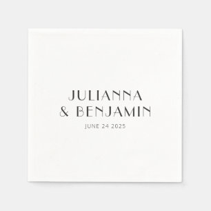 Serviette En Papier Mariage vintage Art Déco Blanc Simple Personnalisé