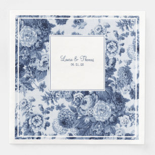 Serviette En Papier Mariage vintage bleu et blanc