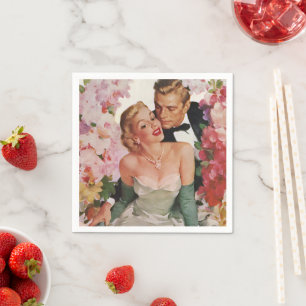 Serviette En Papier Mariage vintage, mariée rétro et mariée mariée mar