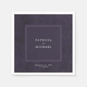 Serviette En Papier Mariage violet foncé simple moderne élégant