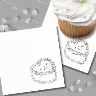 Serviette En Papier Mariage Whimsical Gâteau Vintage tiré à la main