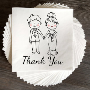 Serviette En Papier Mariage Whimsical Merci de la mariée de dessin
