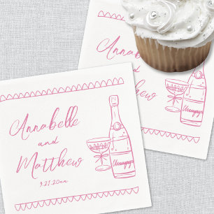 Serviette En Papier Mariage Whimsical rose main