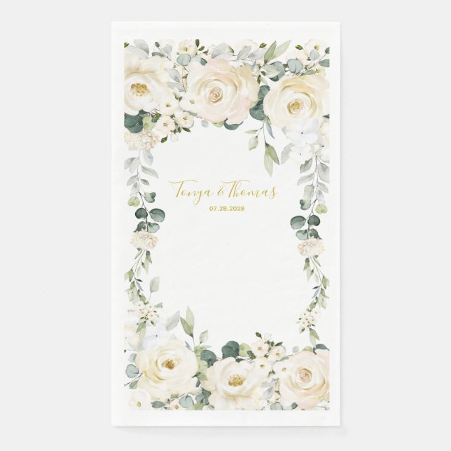 Serviette En Papier Mariage White Peony Epiphany (Devant)