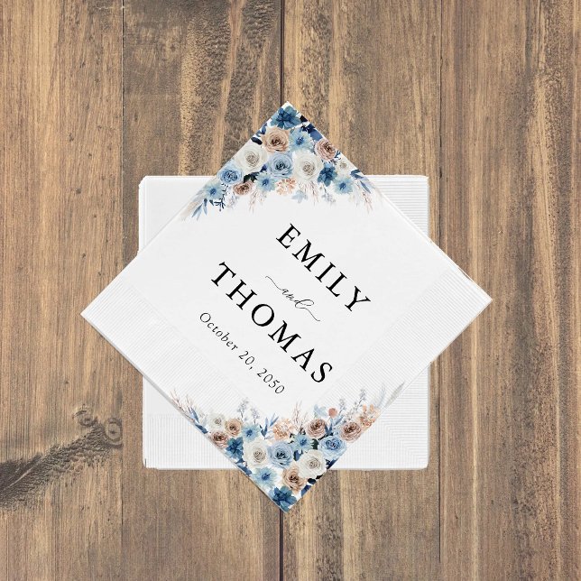 Serviette En Papier Mariages floraux Boho bleu serviettes (Créateur téléchargé)