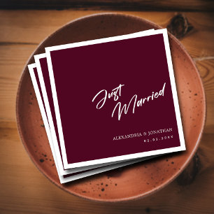 Serviette En Papier Marié Simple Marié Burgundy Mariage personnalisé