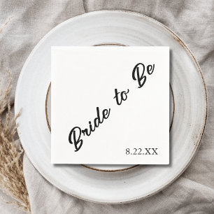 Serviette En Papier Mariée à être date personnalisée mariage moderne