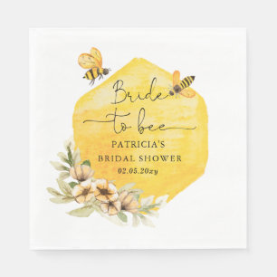 Serviette En Papier Mariée à l'abeille Fleurs de abeille à miel Shower