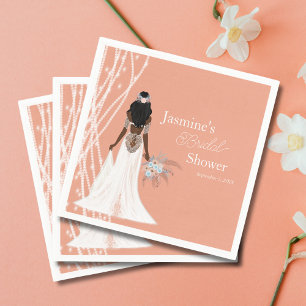 Serviette En Papier Mariée Boho Avec Perles Et Fête des mariées Fleurs