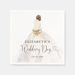 Serviette En Papier Mariée Brunette Robe Florale Mariage Jour de maria