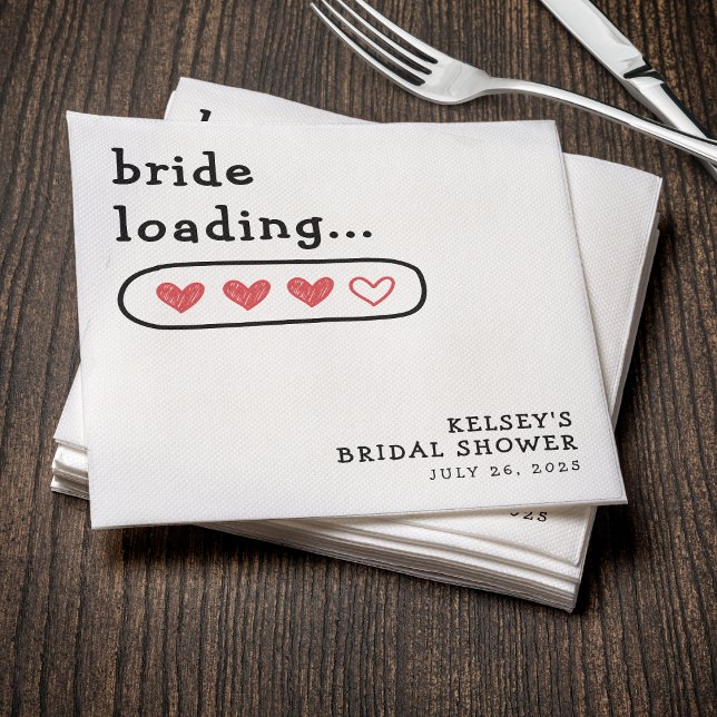 Serviette En Papier Mariée chargeant les coeurs Baby Shower (Bride Loading Hearts Bridal Shower Napkins
)