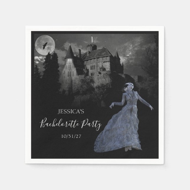 Serviette En Papier Mariée de Frankenstein Bachelorette Halloween (Devant)