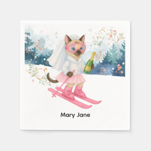 Serviette En Papier Mariée de Ski Bachelorette sur la pente Napkins