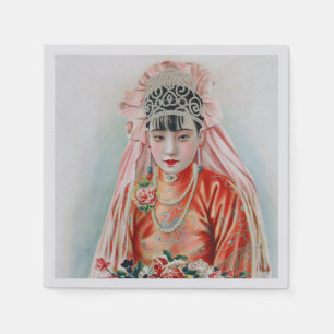 Serviette En Papier Mariée en rouge lors d'un mariage chinois à Shangh