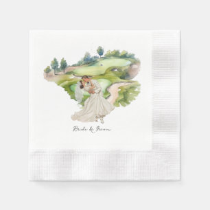 Serviette En Papier Mariée golfeuse et jeune marié pour golfeurs Cortè