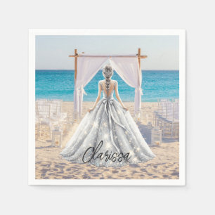 Serviette En Papier Mariée Mariage Jour Plage Mariage Fancy Gown
