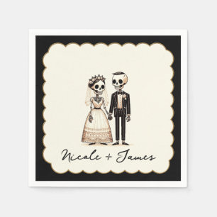 Serviette En Papier Mariée squelette de dessin animé + marié Mariage f
