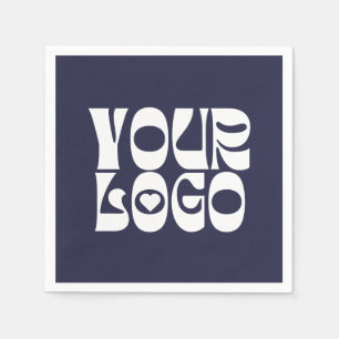 Serviette En Papier Marine Bleu & Blanc Entreprise Logo Napkin