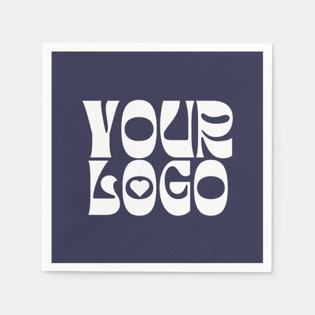 Serviette En Papier Marine Bleu & Blanc Entreprise Logo Napkin (Devant)