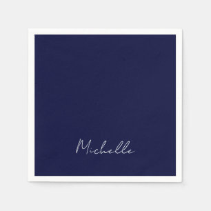 Serviette En Papier Marine Bleu Couleur Plaque Moderne Nom Propre Call