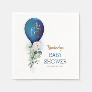 Serviette En Papier Marine Blue Balloon Garland Élégant Baby shower