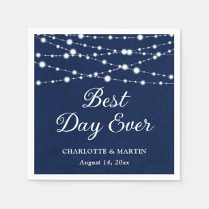 Serviette En Papier Marine Blue Burlap String éclats Russe Mariage