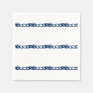 Serviette En Papier Marine Blue cordes nautiques blancs motif partie N