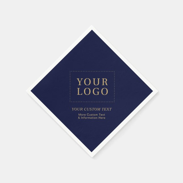 Serviette En Papier Marine Blue & Gold Custom Business Logo Promotionn (Coin)