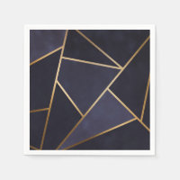 Marine Blue Gold Triangles Géométrique Élégant Cla