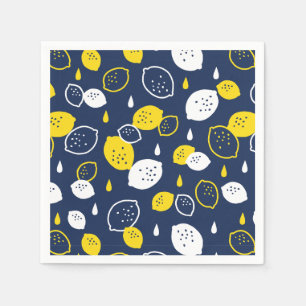 Serviette En Papier Marine Blue Lemon Art - Refresh Citrus Design