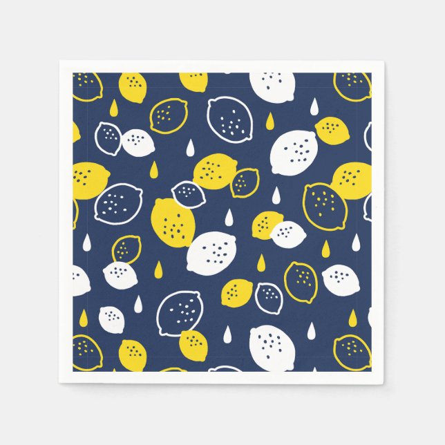 Serviette En Papier Marine Blue Lemon Art - Refresh Citrus Design (Devant)