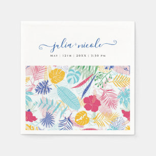 Serviette En Papier Marine Blue Rose Wild Rain Forest Mariage À feuill