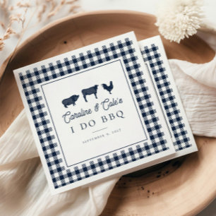 Serviette En Papier Marine Blue Rustic Country "I Do BBQ" Mariage