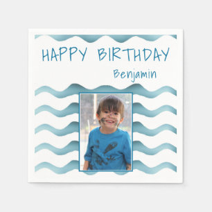 Serviette En Papier Marine Blue Waves Anniversaire de enfant Photo