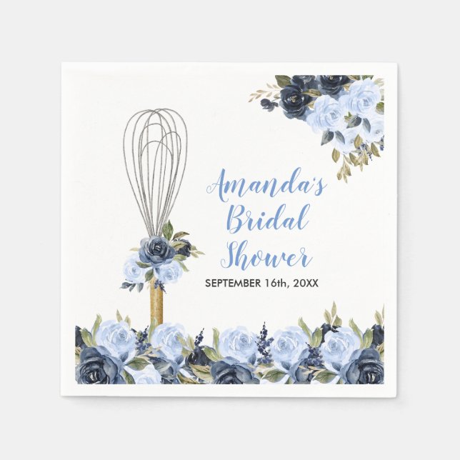Serviette En Papier Marine Floral Bientôt être fouetté Fête des mariée (Devant)