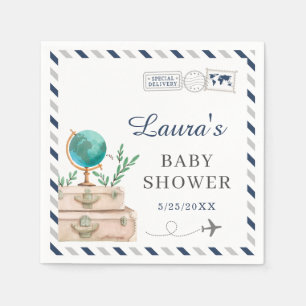 Serviette En Papier Marine Grey World Voyage Avion Baby Boy Douche pou