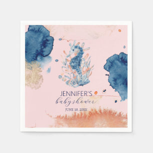 Serviette En Papier Marine Life   Baby shower Seahorse