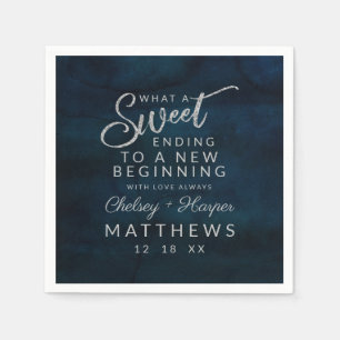 Serviette En Papier Marine Luster Bleu foncé Silver Sweet Fin