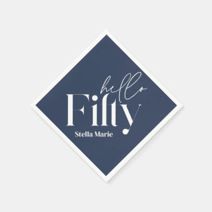 Serviette En Papier Marine minimaliste moderne bleu simple 50e anniver