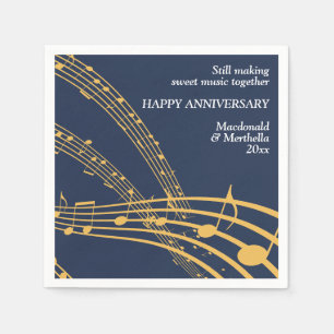Serviette En Papier Marine moderne Gold SWEET MUSIQUE Joyeux Anniversa