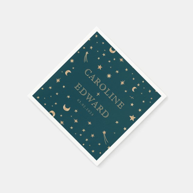 Serviette En Papier Marine Mystical Gold Stars Mariage d'astronomie de (Coin)