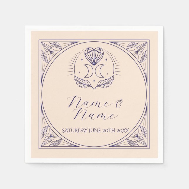Serviette En Papier Marine Napkins Mariages Noms Cartes de Tarot Étoil (Devant)