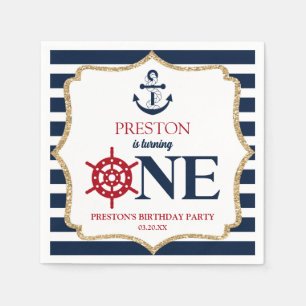 Serviette En Papier Marine Nautique Bleu UN premier anniversaire fête